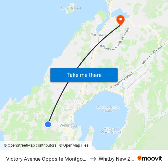 Victory Avenue Opposite Montgomery Avenue to Whitby New Zealand map