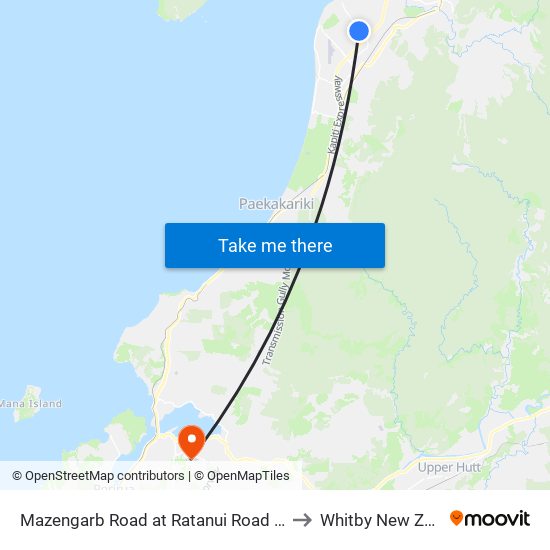 Mazengarb Road at Ratanui Road (Near 209) to Whitby New Zealand map