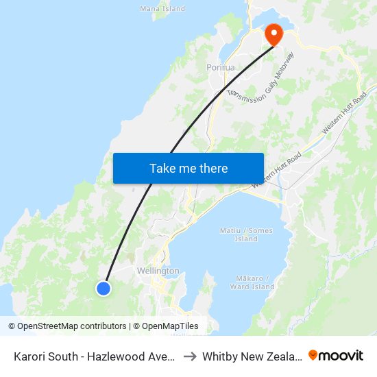 Karori South - Hazlewood Avenue to Whitby New Zealand map