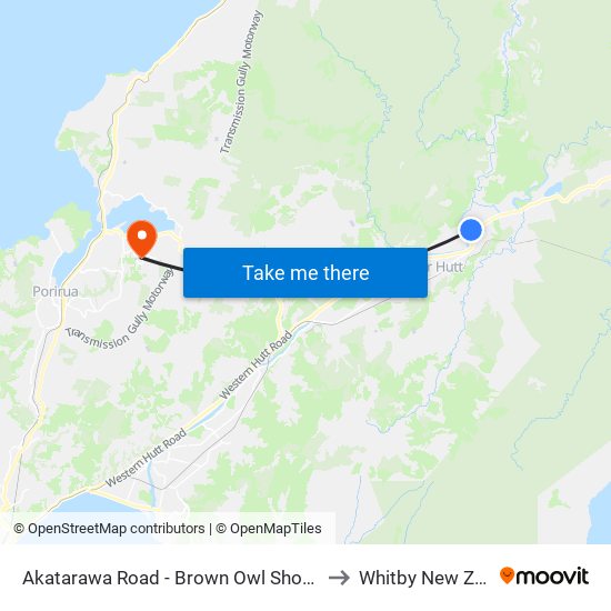 Akatarawa Road - Brown Owl Shops (Near 26) to Whitby New Zealand map