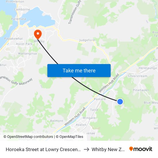 Horoeka Street at Lowry Crescent (Near 47) to Whitby New Zealand map