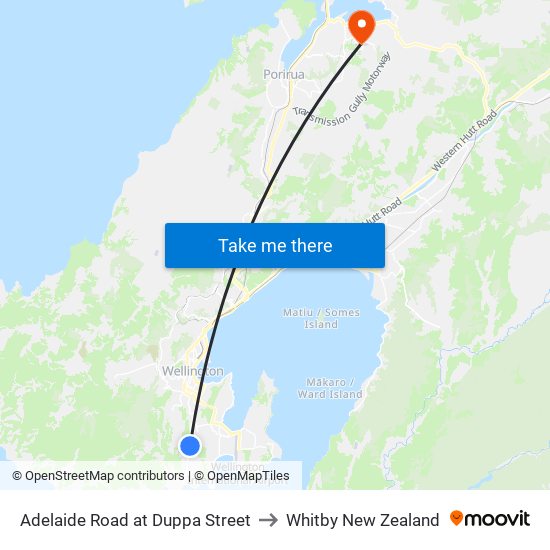 Adelaide Road at Duppa Street to Whitby New Zealand map