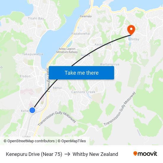 Kenepuru Drive (Near 75) to Whitby New Zealand map
