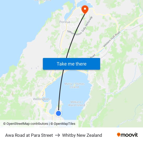 Awa Road at Para Street to Whitby New Zealand map