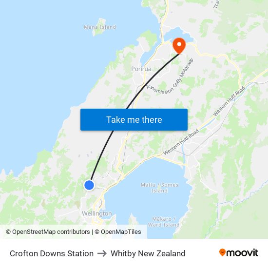 Crofton Downs Station to Whitby New Zealand map