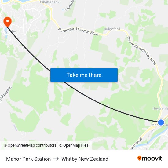 Manor Park Station to Whitby New Zealand map