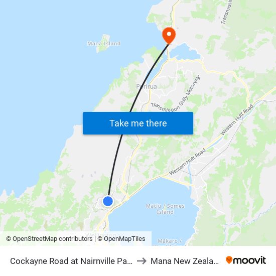 Cockayne Road at Nairnville Park to Mana New Zealand map
