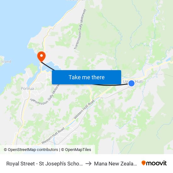 Royal Street - St Joseph's School to Mana New Zealand map