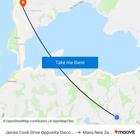 James Cook Drive Opposite Discovery Drive to Mana New Zealand map