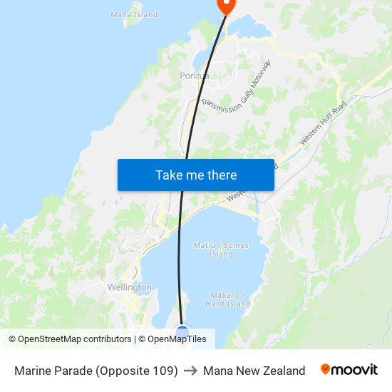 Marine Parade (Opposite 109) to Mana New Zealand map