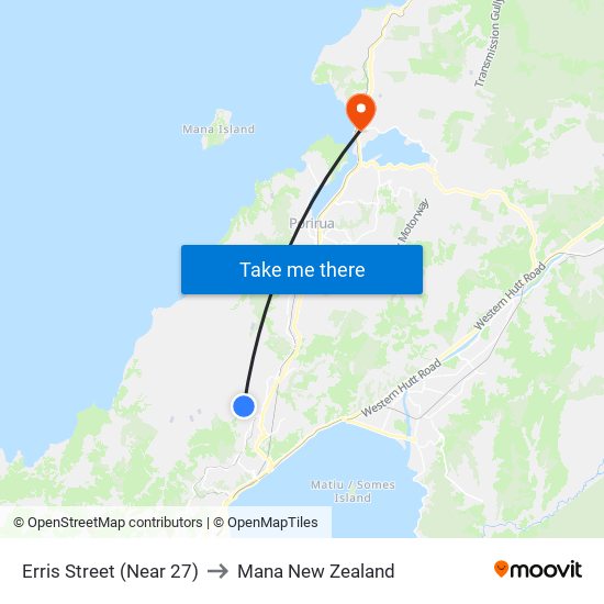Erris Street (Near 27) to Mana New Zealand map