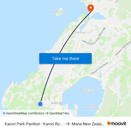 Karori Park Pavilion - Karori Road to Mana New Zealand map
