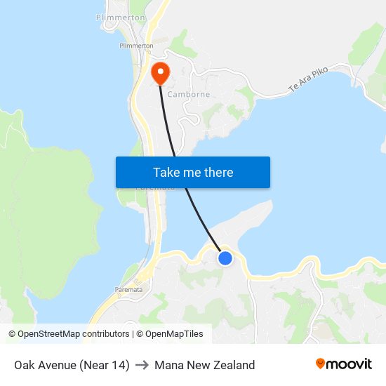 Oak Avenue (Near 14) to Mana New Zealand map