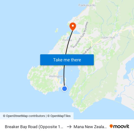 Breaker Bay Road (Opposite 124) to Mana New Zealand map