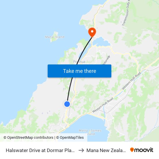 Halswater Drive at Dormar Place to Mana New Zealand map