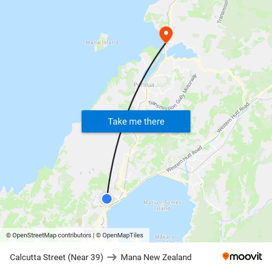 Calcutta Street (Near 39) to Mana New Zealand map