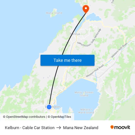 Kelburn - Cable Car Station to Mana New Zealand map