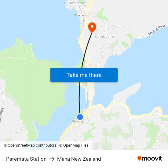 Paremata Station to Mana New Zealand map