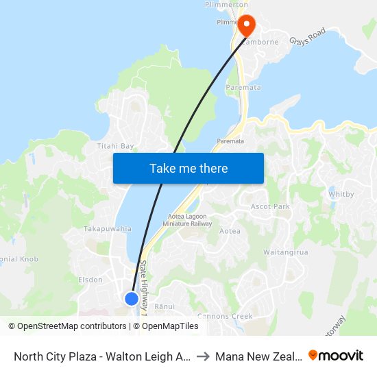 North City Plaza - Walton Leigh Avenue to Mana New Zealand map