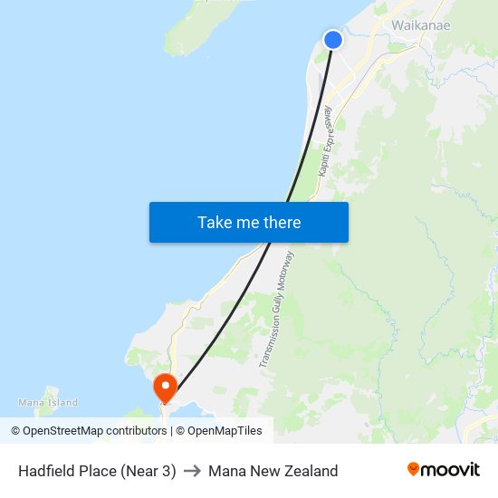 Hadfield Place (Near 3) to Mana New Zealand map