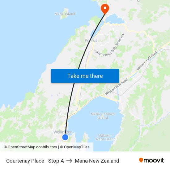 Courtenay Place - Stop A to Mana New Zealand map