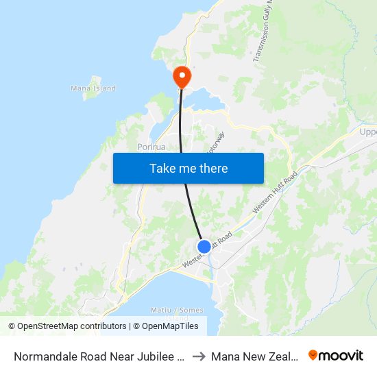 Normandale Road Near Jubilee Park to Mana New Zealand map