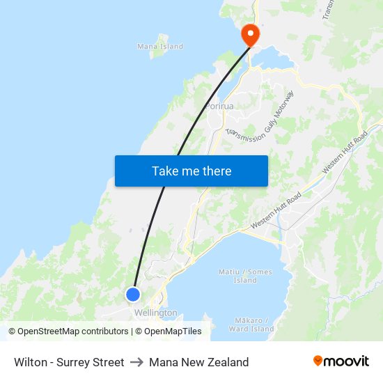 Wilton - Surrey Street to Mana New Zealand map