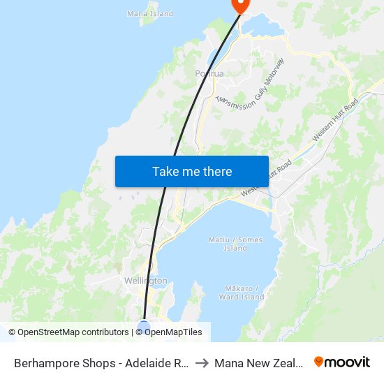 Berhampore Shops - Adelaide Road to Mana New Zealand map