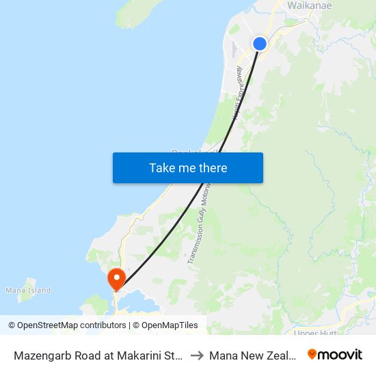 Mazengarb Road at Makarini Street to Mana New Zealand map