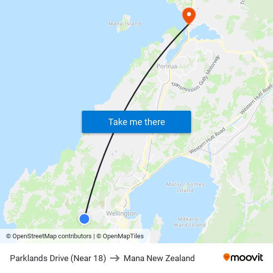 Parklands Drive (Near 18) to Mana New Zealand map