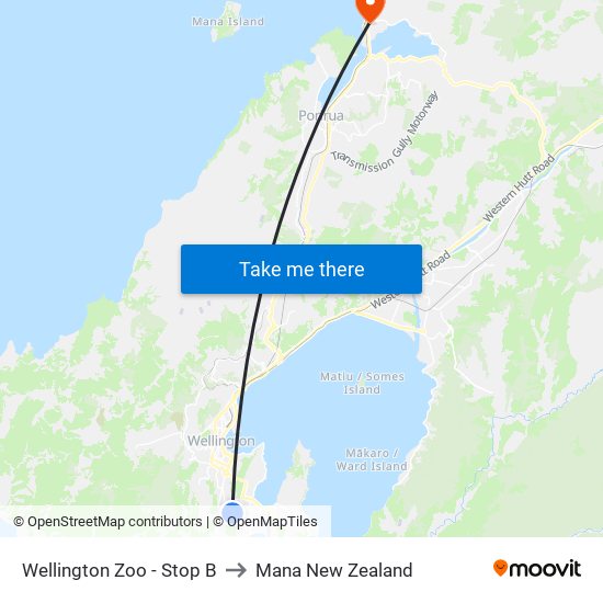 Wellington Zoo - Stop B to Mana New Zealand map