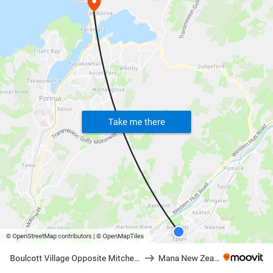 Boulcott Village Opposite Mitchell Street to Mana New Zealand map