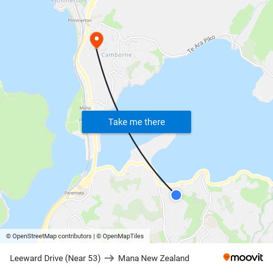 Leeward Drive (Near 53) to Mana New Zealand map