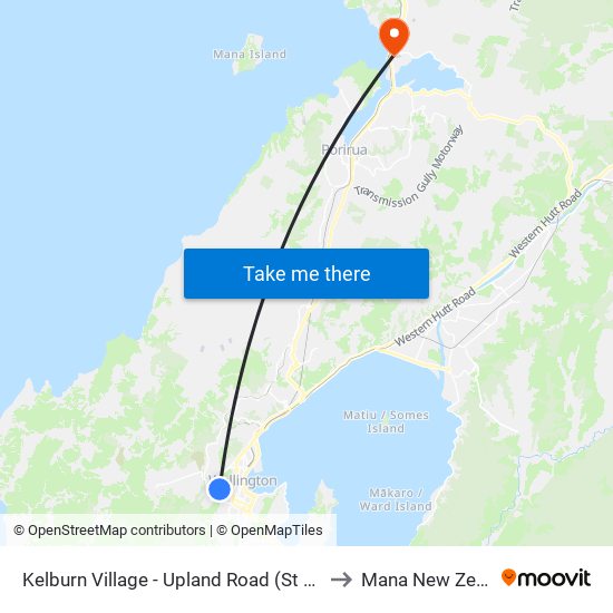 Kelburn Village - Upland Road (St Michael'S) to Mana New Zealand map