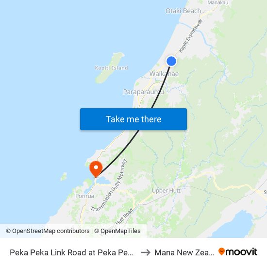 Peka Peka Link Road at Peka Peka Road to Mana New Zealand map