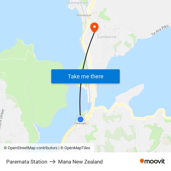 Paremata Station to Mana New Zealand map