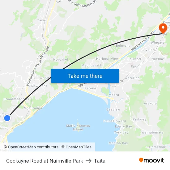Cockayne Road at Nairnville Park to Taita map