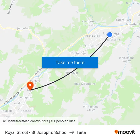Royal Street - St Joseph's School to Taita map