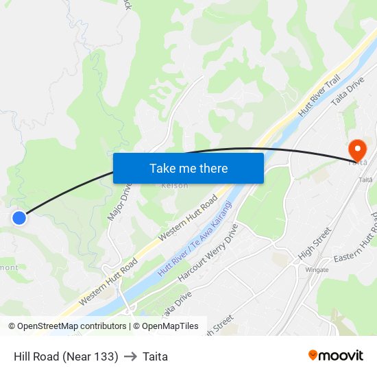 Hill Road (Near 133) to Taita map