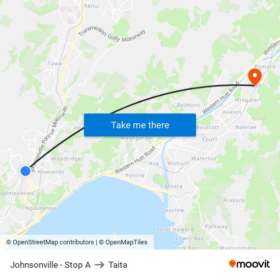 Johnsonville - Stop A to Taita map