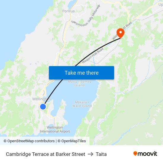 Cambridge Terrace at Barker Street to Taita map