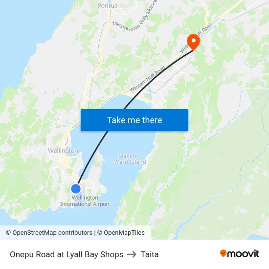 Onepu Road at Lyall Bay Shops to Taita map