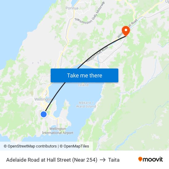 Adelaide Road at Hall Street (Near 254) to Taita map