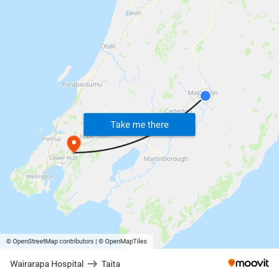 Wairarapa Hospital to Taita map