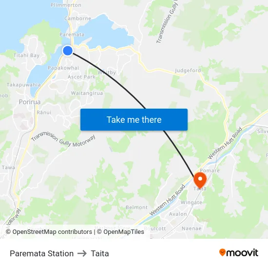 Paremata Station to Taita map