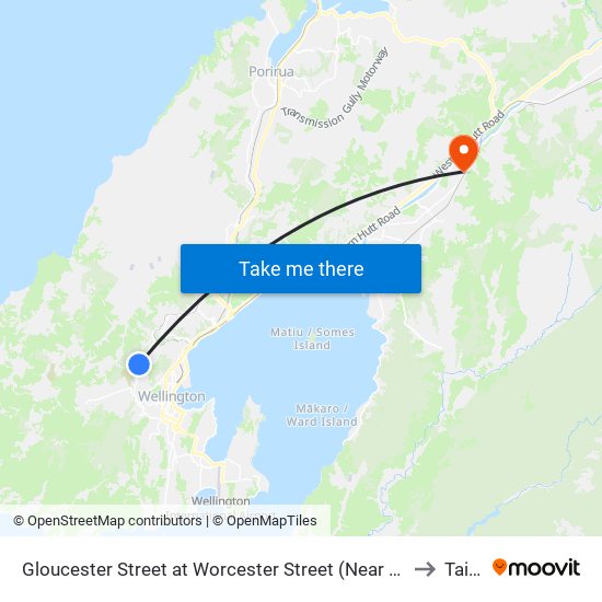 Gloucester Street at Worcester Street (Near 22) to Taita map