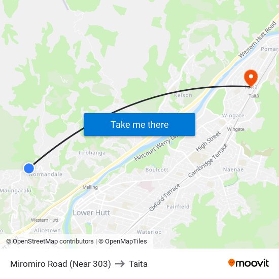 Miromiro Road (Near 303) to Taita map