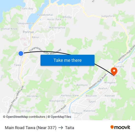 Main Road Tawa (Near 337) to Taita map