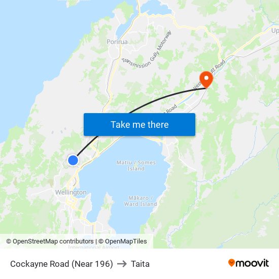 Cockayne Road (Near 196) to Taita map