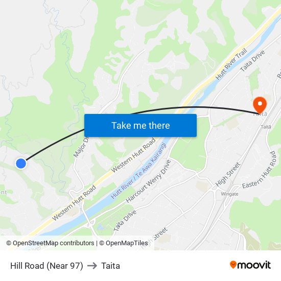 Hill Road (Near 97) to Taita map